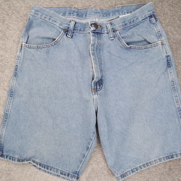 VTG 90s Rustler 34x8 Light Wash Blue Denim Jean Shorts Jorts - Picture 7 of 12